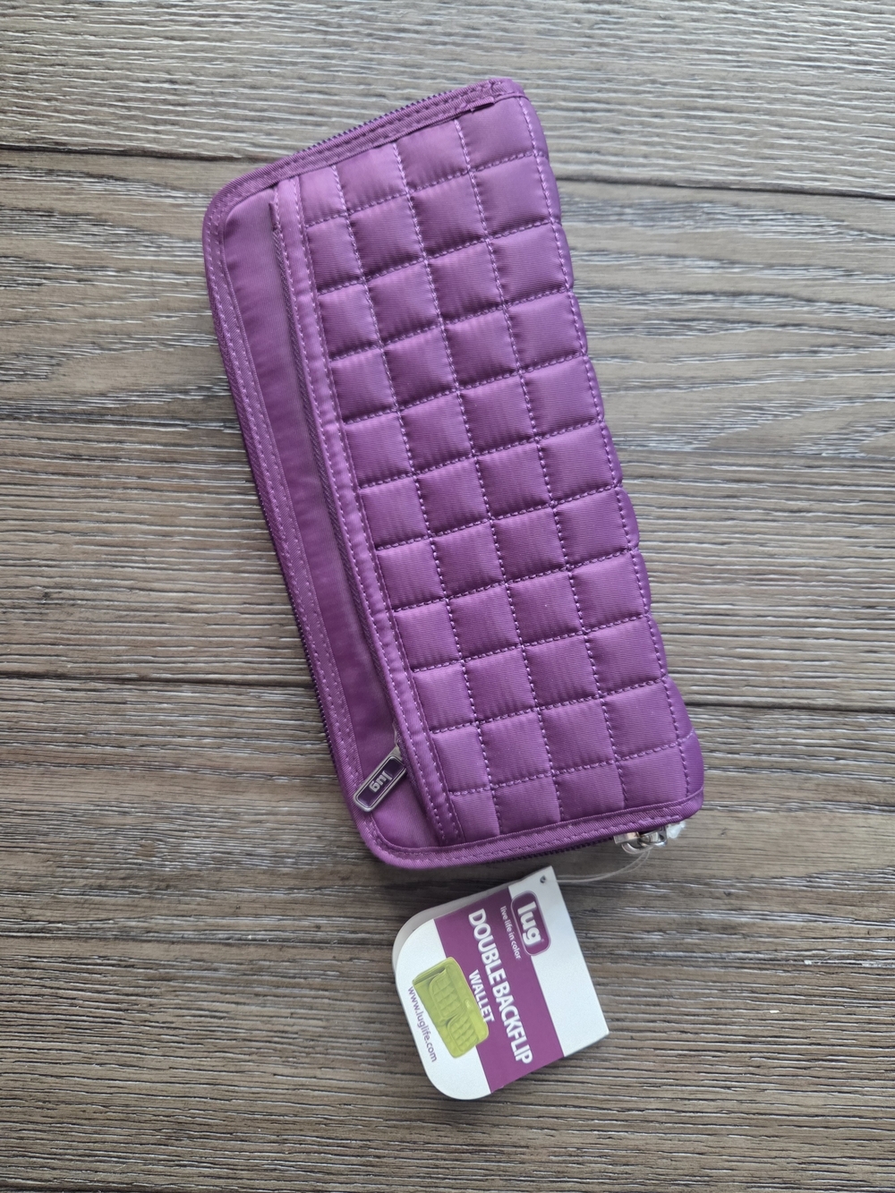 lug Quilted Double Backflip Zip Wallet in Plum Purple NWT